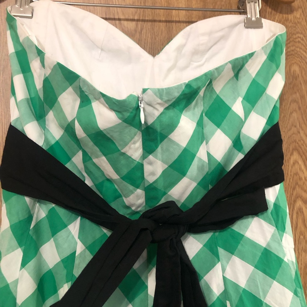 Odille Anthropologie Green and White Strapless Dress - Picture 4 of 5